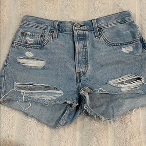 Levi's Light Blue Distressed Jean Shorts